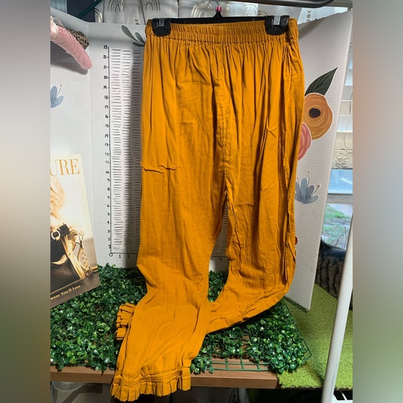 Pants - Women’s Casual Elastic Waist Trousers - Mustard